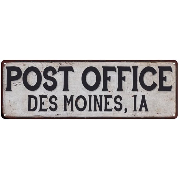 Des Moines, Ia Post Office Sign Vintage 6x18 206180011094
