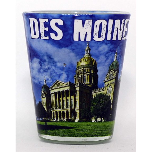 Des Moines Iowa Clear Blue Photo Shot Glass