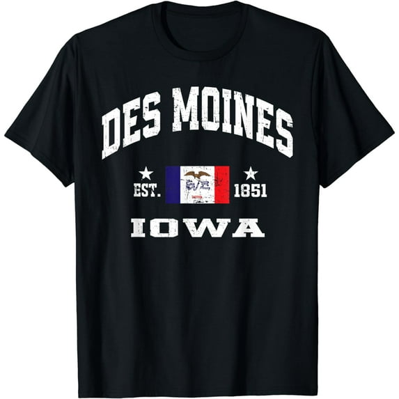 Des Moines Iowa IA Vintage State Athletic Women Men T-Shirt