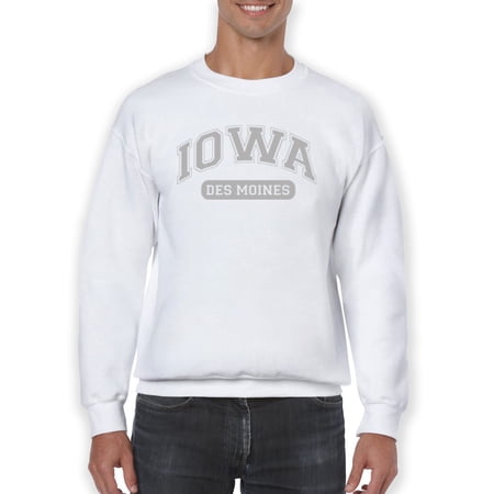 Des Moines, Iowa Text Men Sweatshirt, Male Small