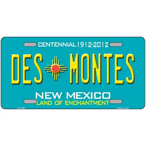 Des Montes Teal New Mexico Novelty License Plate 24" x 12" Large