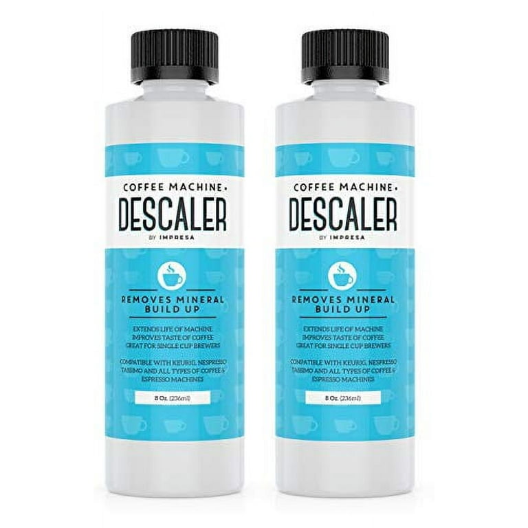 Impresa Descaler (2 Pack, 2 Uses per bottle) - Made in The USA - Universal Descaling Solution for Keurig, Nespresso, Delonghi and All Single Use