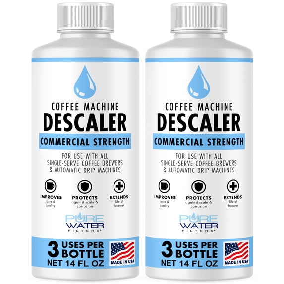 Descaler & Cleaner (6 Uses) - MADE IN USA - Descaling Solution for Keurig Brewers, Nespresso, Delonghi, Breville & All Coffee Makers & Espresso Machines
