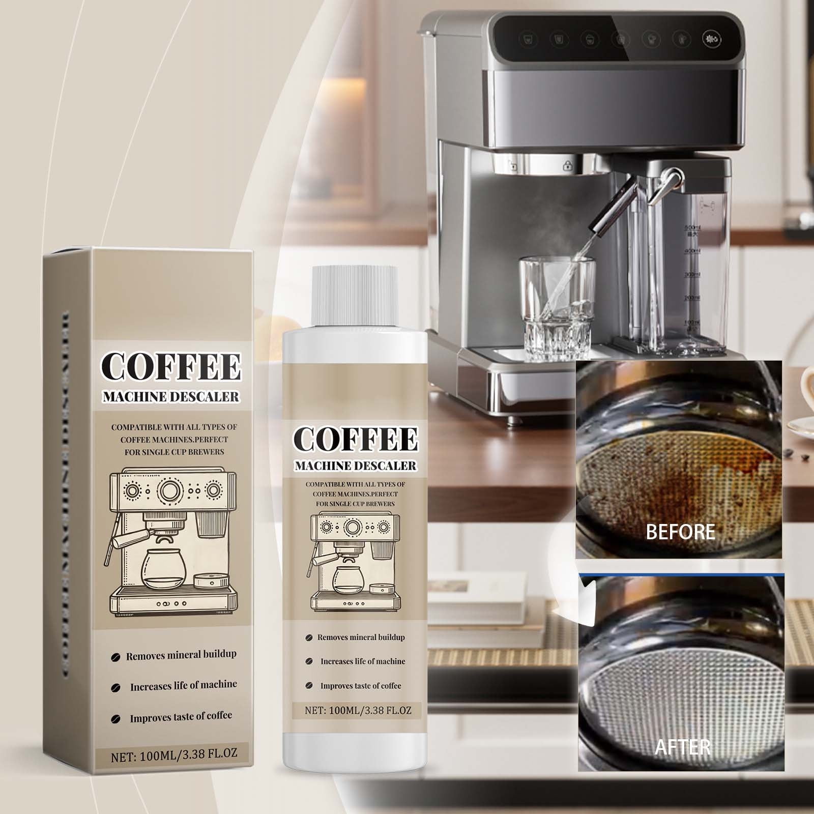Descaling Solution (2 Pack) - Universal Coffee Descaler for Coffee ...