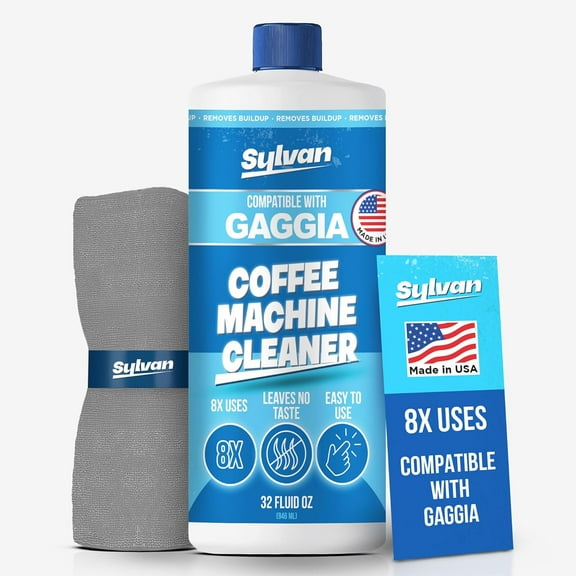 Descaling Solution Compatible with Gaggia | Free Cleaning Cloth | 12 Month Supply | Made in the USA | Descaling Kit for all Gaggia Machines | 32 Oz | Coffee Machine Cleaner for Espresso Makers