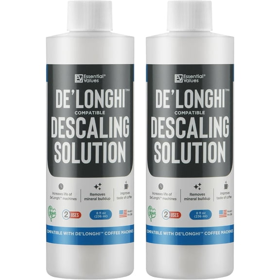 Descaling Solution Compatible with De Longhi - Coffee Descaler - Coffee Maker Cleaner - Kettle, Espresso Machine Cleaning - 12 Month Supply 2-Pack