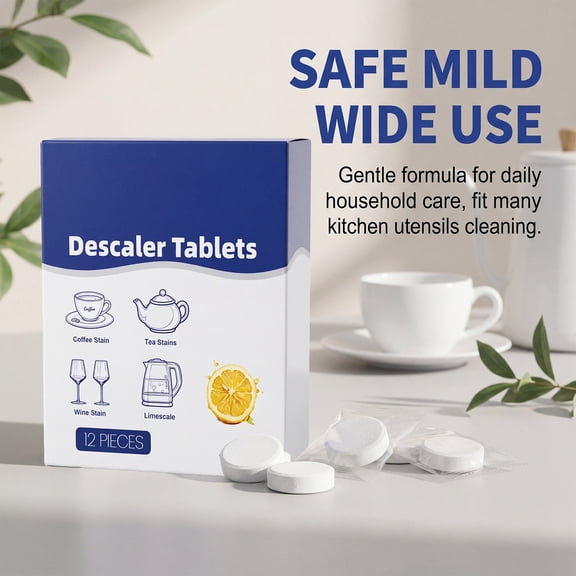 Descaling Tablets for Coffee Maker, Multi-Purpose Effervescent Cleaning Tablets for Kettle, Descaling and Decontamination for Home Use