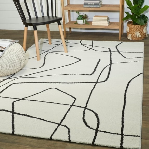 Descartes Abstract Modern Area Rug Mustard 8'9" x 12' 9' x 12' Ivory