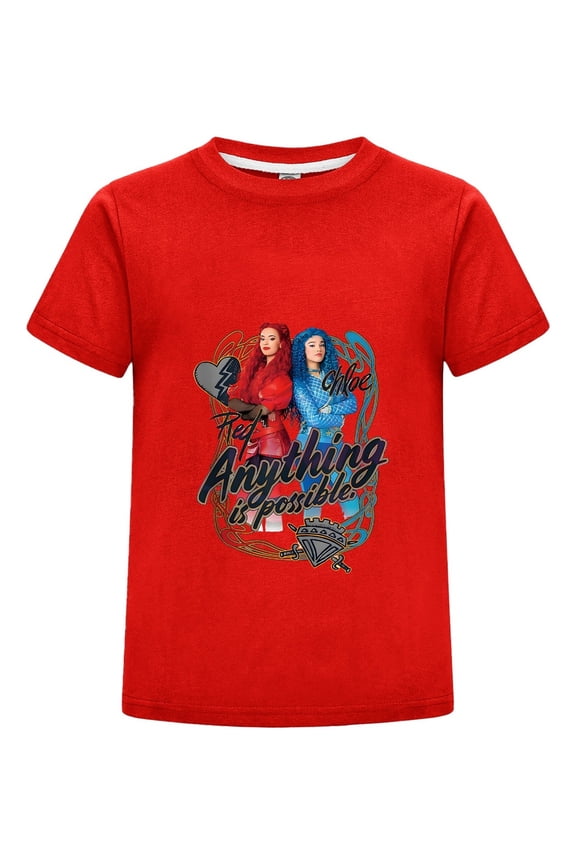 Descen dants 4 Shirt for Girls – Rise of Red Character Tee for Kids Summer Wear