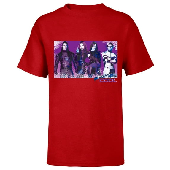 Descendants 3 Carlos Mal Jay Evie Wickedly Cool - Short Sleeve T-Shirt for Kids -Customized-Red