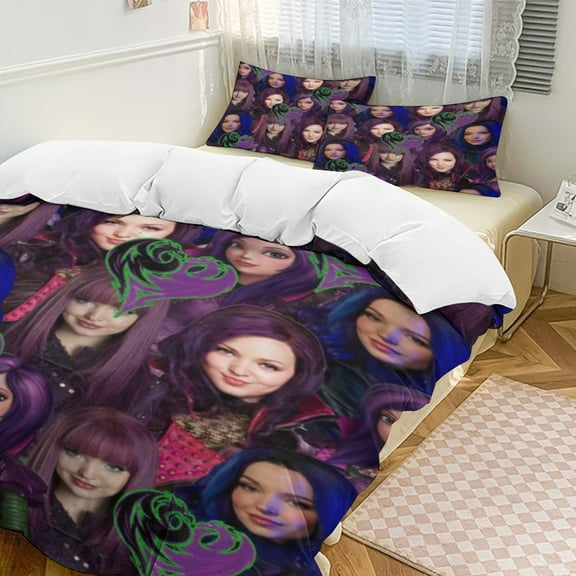Descendan-t 3 Piece Comforter Bedding 1 Set Super Soft Quilt Cover with 41 Pillowcases Funny Merch Movie Fans Gifts for Girls Boys Kids Adults 86"×70"