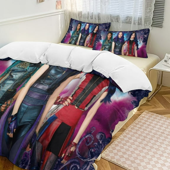 Descendan-t 3 Piece Comforter Bedding 1 Set Super Soft Quilt Cover with 2 Pillowcases Funny Merch Movie Fans Gifts for Girls Boys Kids Adults 86"×70"