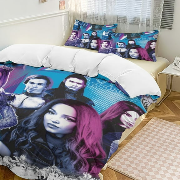 Descendan-t 3 Piece Comforter Bedding 1 Set Super Soft Quilt Cover with 7 Pillowcases Funny Merch Movie Fans Gifts for Girls Boys Kids Adults 86"×70"