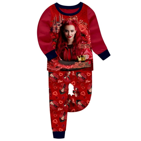 Descendants 4 Girls' Pajama Set Long Sleeve Home Casual Clothing Suitable for 5-12 Years Old
