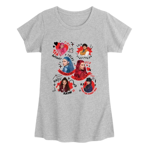 Descendants 5 - Character Collage - Youth Girls Fitted Short Sleeve T-Shirt