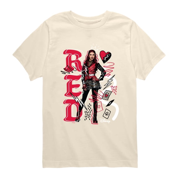 Descendants: Wicked Wonderland - Red Hand Drawn Sketch Short Sleeve Graphic T-Shirt