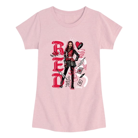 Descendants 5 - Red Hand Drawn Sketch - Youth Girls Fitted Short Sleeve T-Shirt