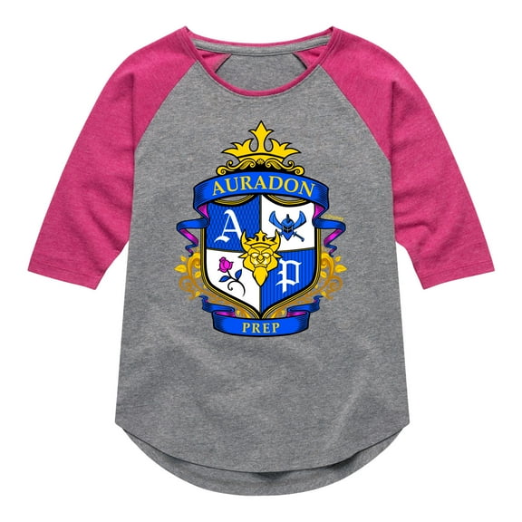 Descendants - Auradon Prep Crest- Toddler And Youth Girls Raglan Graphic T-Shirt