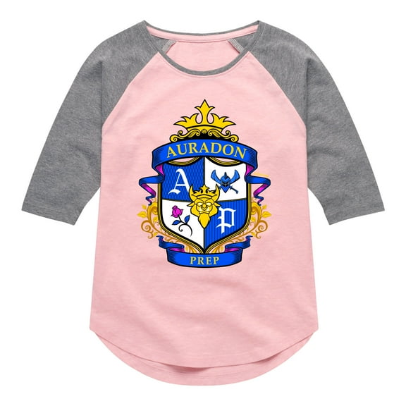 Descendants - Auradon Prep Crest- Toddler And Youth Girls Raglan Graphic T-Shirt