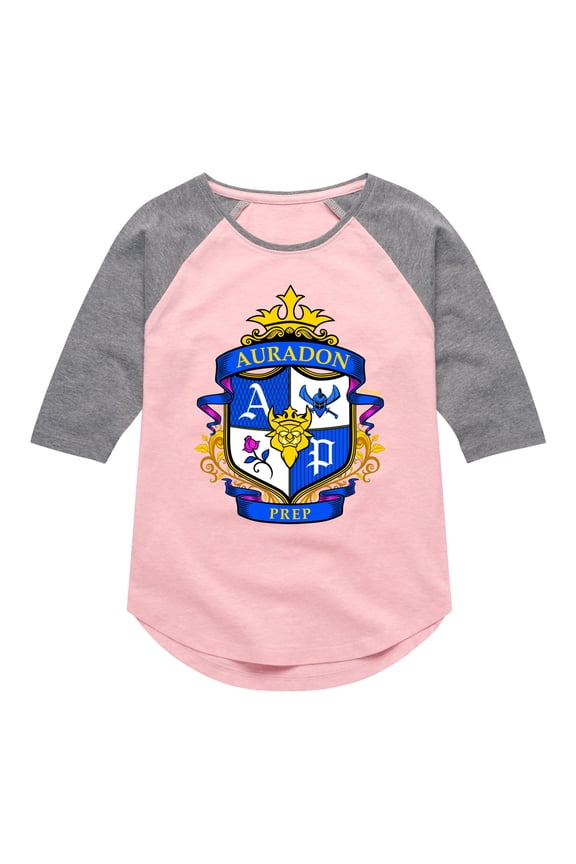 - Auradon Prep Crest- Toddler And Youth Girls Raglan Graphic T-Shirt