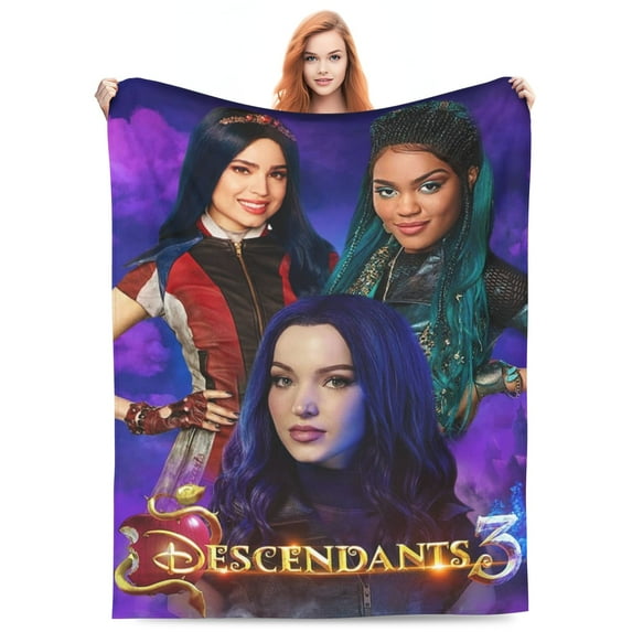 Descendan-t Bed Blanket 3D Printed Throw Blanket Lightweight Super Soft Air Conditioning Room All Season Blanket Sofa Couch Bed Fans Cartoon Blanket 60"x50"