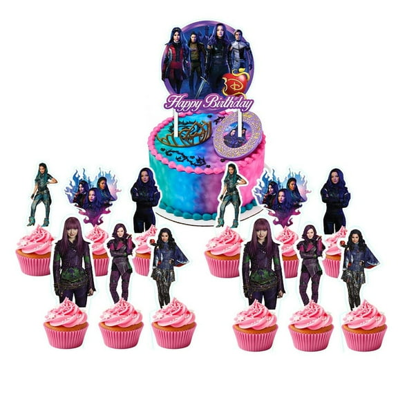 Descendants Cake Topper Cupcake Set Party Supplies Decoration Birthday Decor Kit
