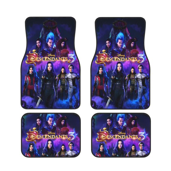 Descendants Car Floor Mats 4pc Set Anti Skid Vehicle Floor Mat Car Carpet For Front Rear Seats Universal Auto Interior Accessories