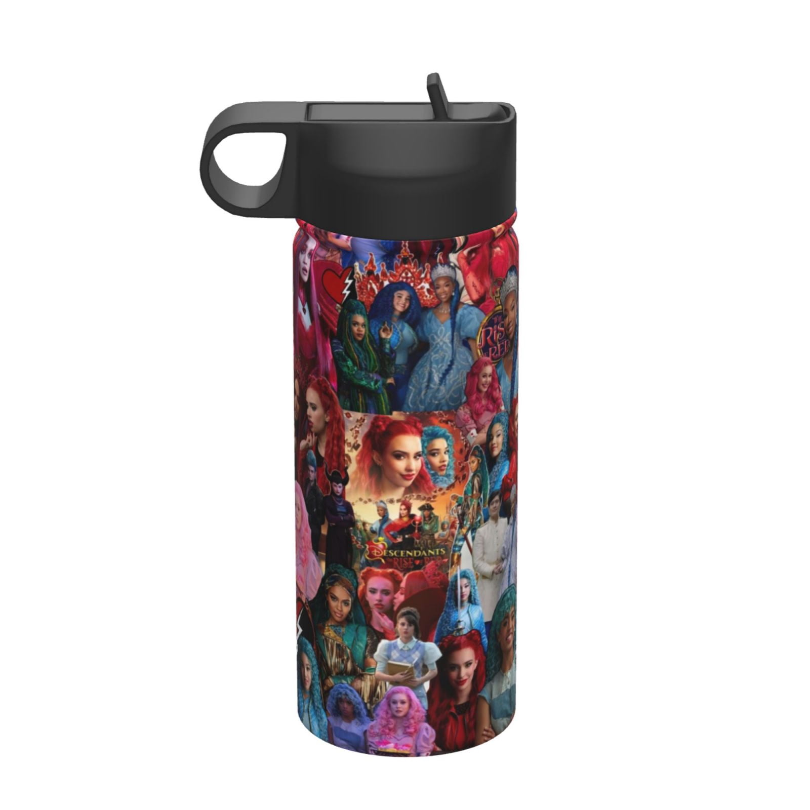 Descendants Kids Water Bottle with Flip Straw Lid 18OZ Vacuum Insulated Stainless Steel Thermos Leakproof School Travel Sports Cup for Boys Girls Gift