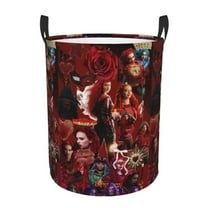 Descendants Laundry Hamper With Handle Funny Waterproof Foldable Circular Storage Bin Toys Clothes Round Organizer Basket for Bedroom Bathroom Home Kids Small