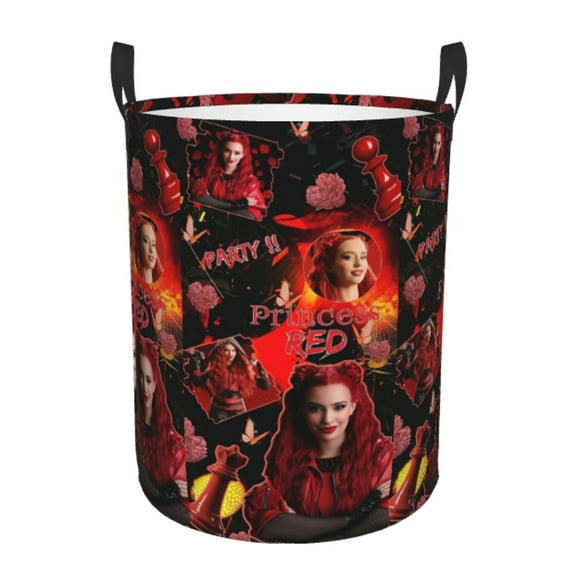 Descendants Laundry Hamper With Handle Funny Waterproof Foldable Circular Storage Bin Toys Clothes Round Organizer Basket for Bedroom Bathroom Home Kids Small