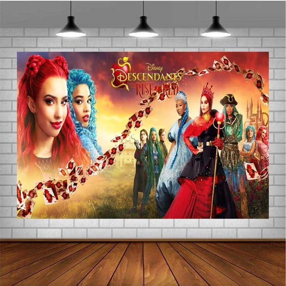 Descendants Rise Red Banner Poster Wall Decor Birthday Backdrop Background Party Supplies Taspestry