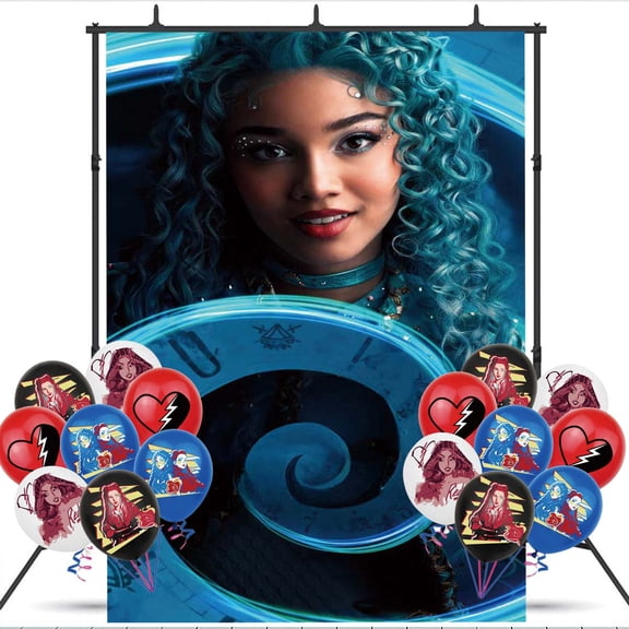 Descendants The Rise of Red Balloons Party Supplies Taspestry Poster Banner Backdrop Background Birthday Wall Decor