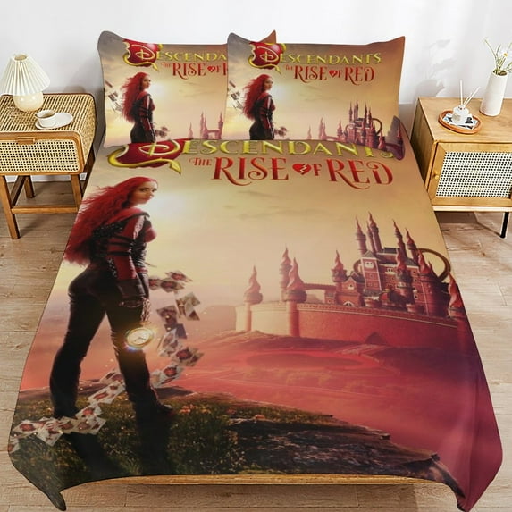 Descendants The Rise of Red Film 3 Pieces Bedding Set Double Sided Printing Soft Comforter Sets Decor Bedroom Gifts With 1 Duvet Cover 2 Pillowcases