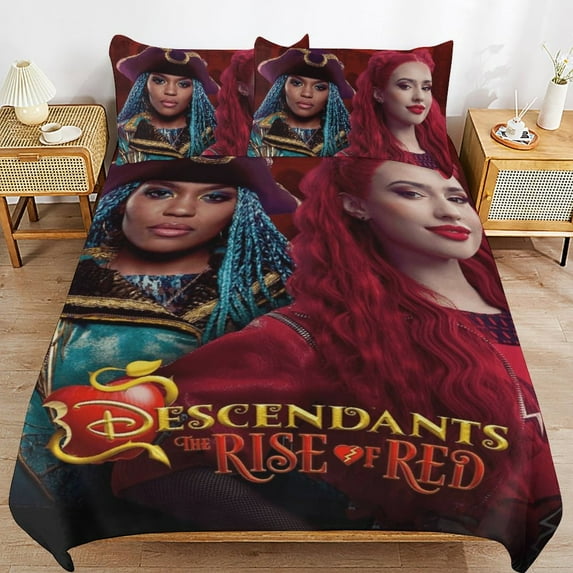 Descendants The Rise of Red Movie 3 Pieces Bedding Set Double Sided Printing Soft Comforter Sets Decor Bedroom Gifts With 1 Duvet Cover 2 Pillowcases
