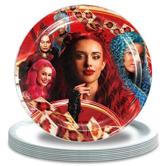Descendants Rise Red Paper Plates Birthday Decorations Party Supplies Tableware Disposable Dinnerware