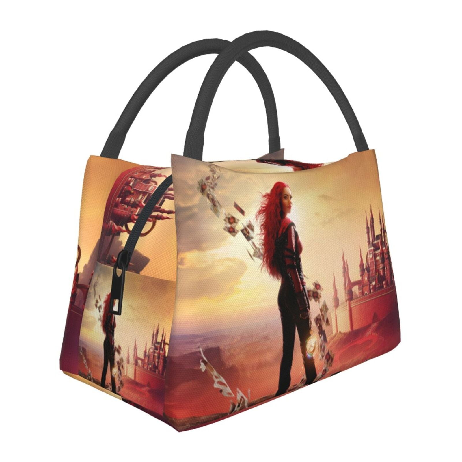 Descendants The Rise of Red Portable Insulation Lunch Bags,Thermal Bento Bag,Student Lunch Box Lunchbag,Reusable Picnic Bag,Snack Bag,Ice Bag
