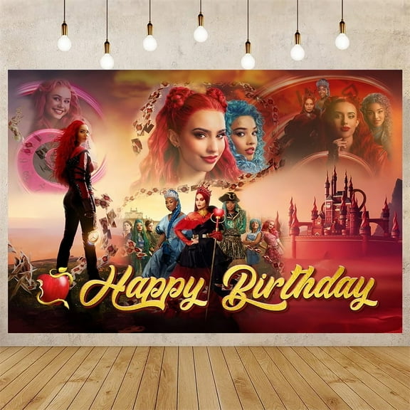 Descendants Theme Birthday Party Decorations, Descendants Theme Birthday Party Backdrops, Descendants Birthday Party Cake Table Decorations Photo Props