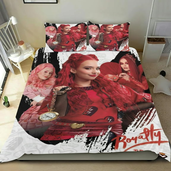Descendants Themed Bed Sheet Set Three Piece Set 53x79 In ches Comfortable And Skin Friendly Unique Design Creating A Star Studded Night Home Decor Gifts For Family Friends fans