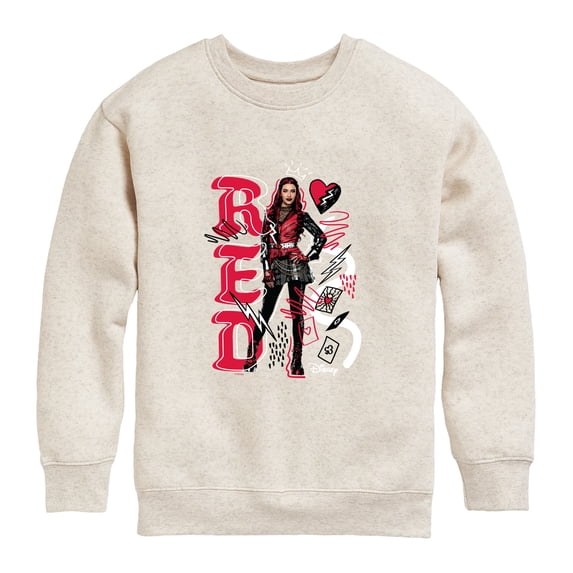 Descendants: Wicked Wonderland - Hand Drawn Red Graphic Long Sleeve Fleece Sweatshirt