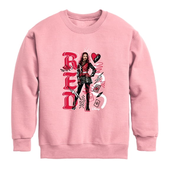 Descendants: Wicked Wonderland - Hand Drawn Red Graphic Long Sleeve Fleece Sweatshirt