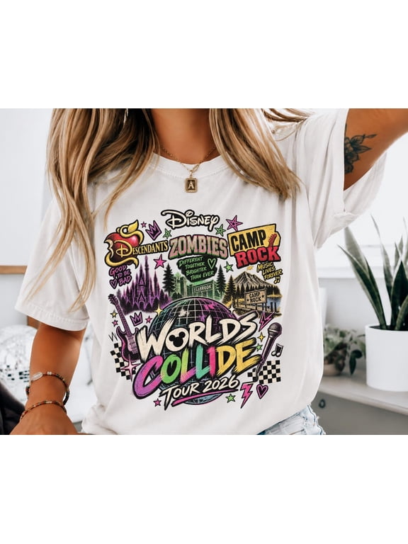Descendants Zombies Camp Rock Worlds Collide Tour 2026 T-Shirt