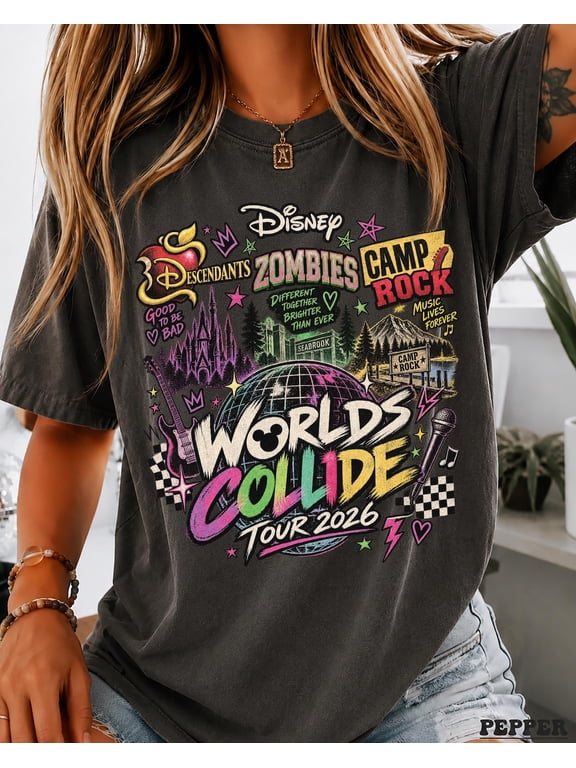 Descendants Zombies Camp Rock Worlds Collide Tour 2026 T-Shirt
