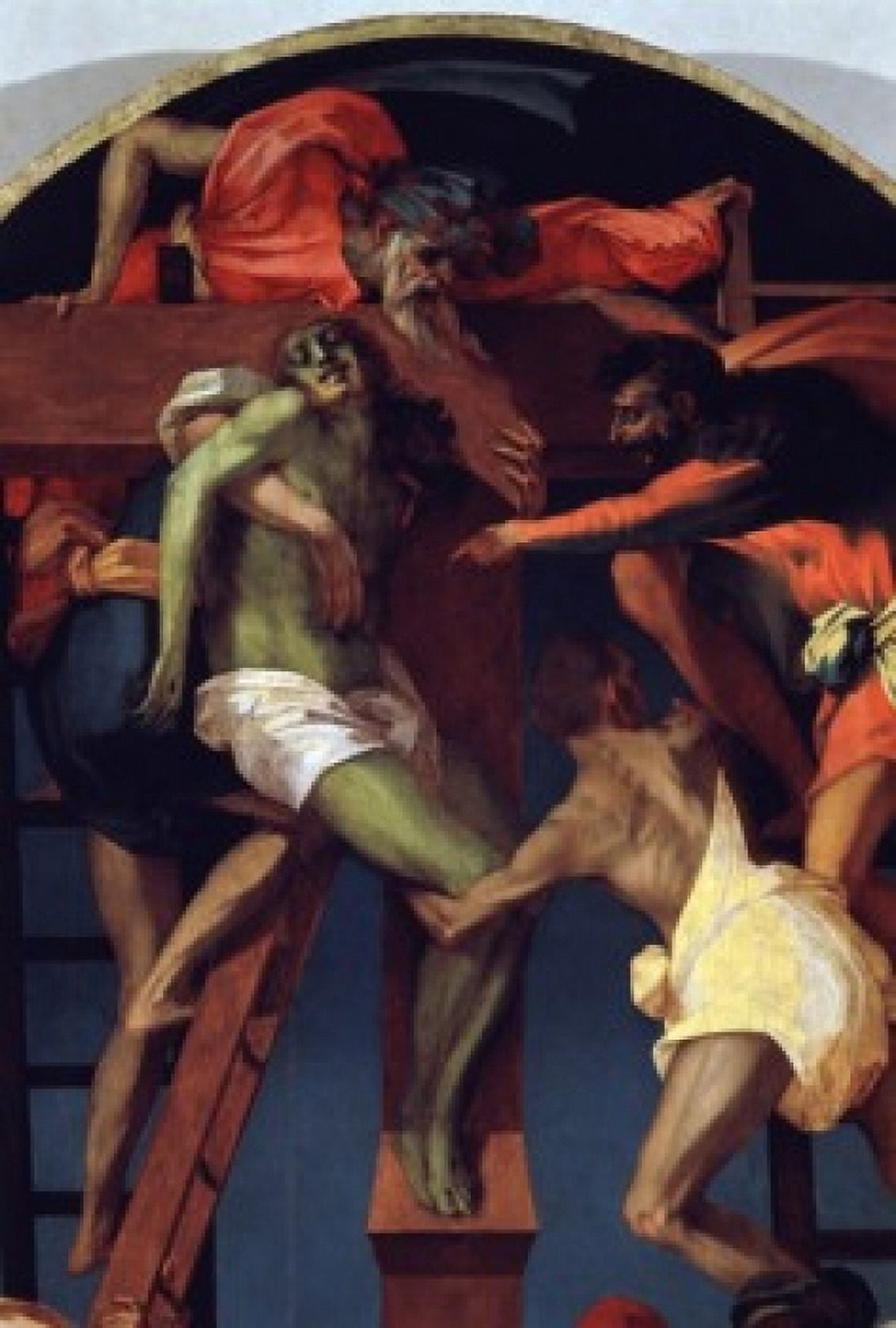 Descent from The Cross (Detail) Rosso Fiorentino (1494-1540 Italian) Pinacoteca Volterra Canvas Art - Rosso Fiorentino (24 x 36)