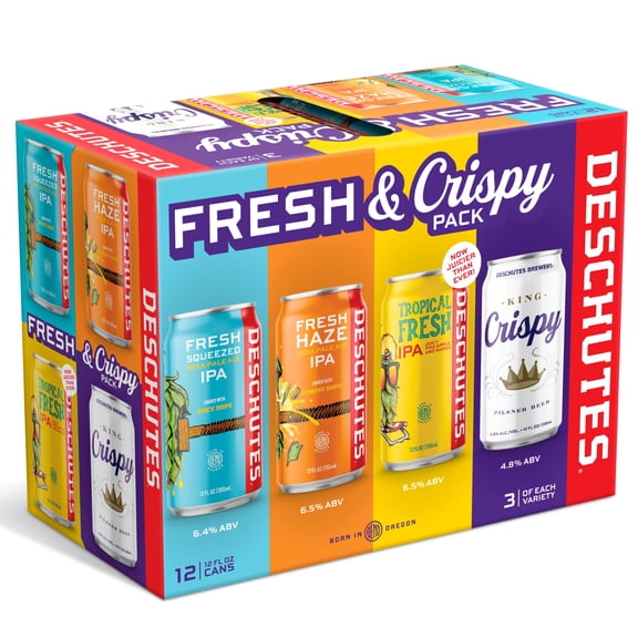 Deschutes Fresh & Crispy Variety Pack Craft Beer, 12 Pack, 12 fl oz Aluminum Cans, 6.5% ABV