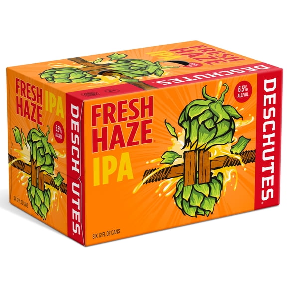 Deschutes Fresh Haze Hazy IPA Craft Beer, 6 Pack, 12 fl oz Aluminum Cans, 6.5% ABV