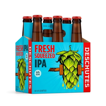 Deschutes Fresh Squeezed IPA Craft Beer, 6 Pack, 12 fl oz Glass Bottles, 6.4% ABV