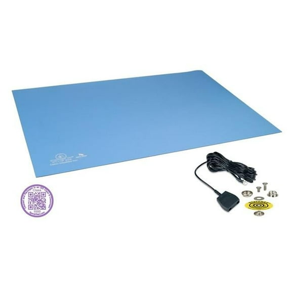 Desco 66328 Statfree UC2 Dual Layer Rubber - Sky Blue- 24 x 48 in.- Clean Pack