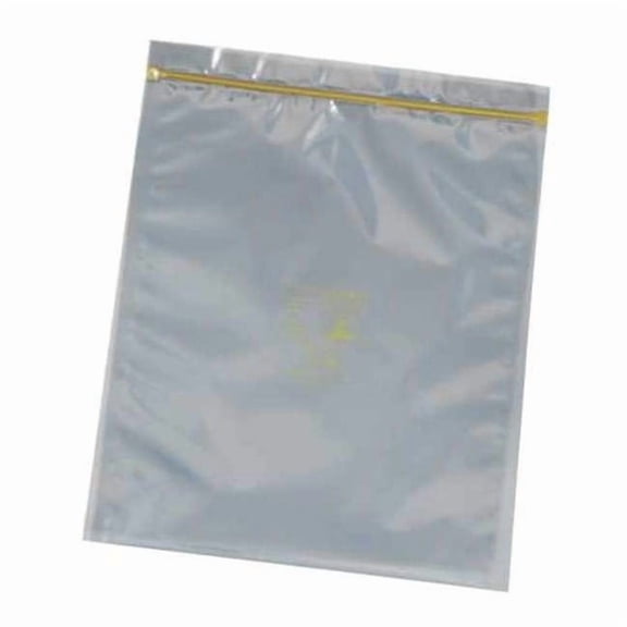 Desco Poly Bag, Zip Seal, 18 in L, 18 in W, 0.003 in Thick, Silver 13720