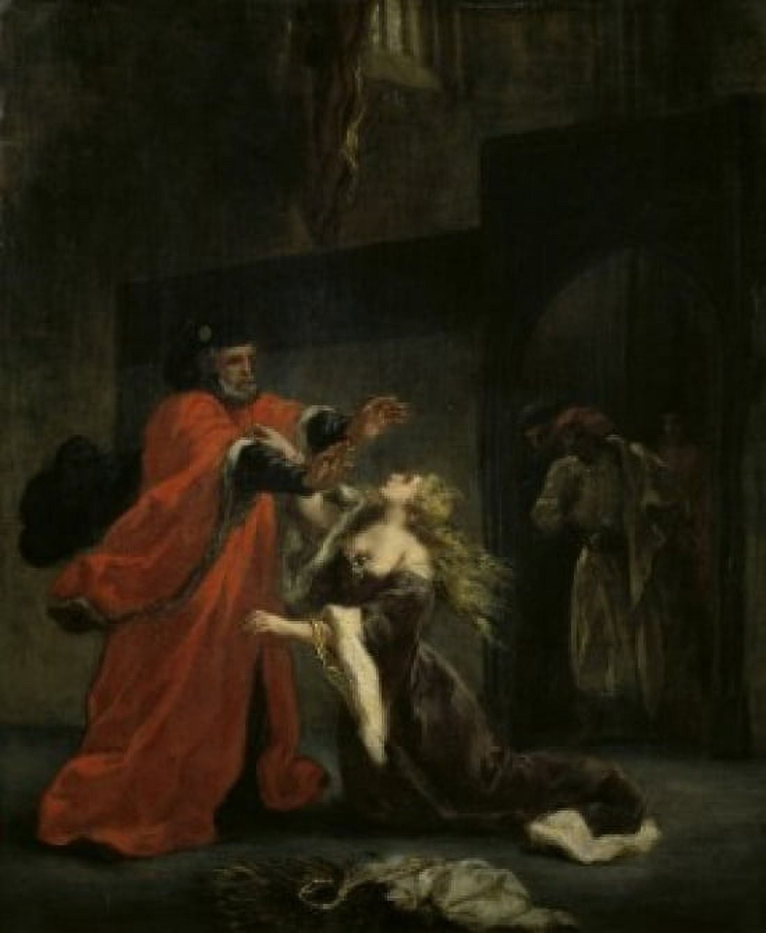Desdemona at her Fathers Feet Desdemone aux Pieds de son Pere 1852 Eugene Delacroix 1798-1863French Muse St Denis Rheims Canvas Art - Eugene Delacroix (24 x 36)