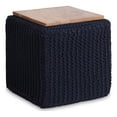 thumbnail image 1 of Posh Living Desean Cotton Yarn 3-in-1 Pouf/Ottoman/End Table Navy, 1 of 6